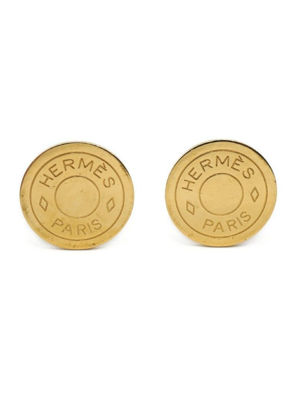 Hermes Sellier Earrings Gold